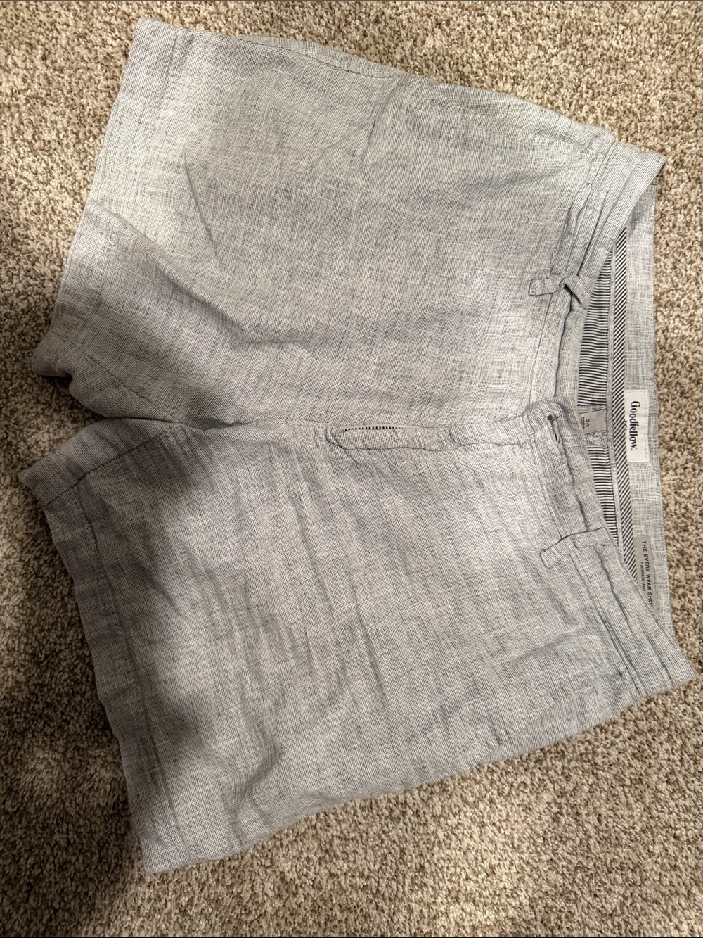Goodfellow & Co Men's Light Gray Linen-Blend Shorts 28in waist 7in inseam